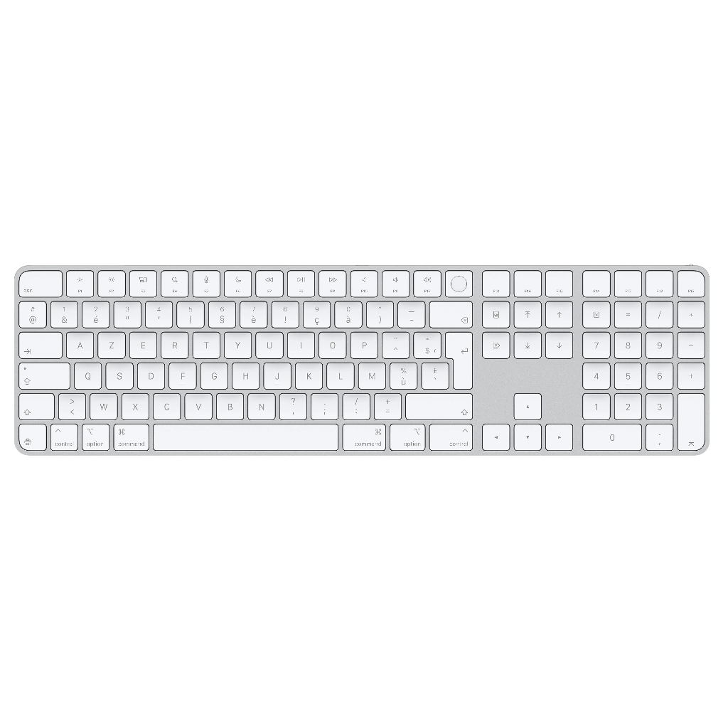 Apple Magic Keyboard met Touch ID en numeriek toetsenblok voor Mac-modellen met Apple silicon - Frans - Witte toetsen (USB-C)
