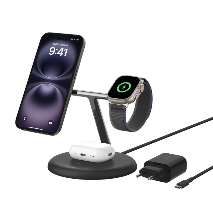 Belkin BoostCharge Pro 3-in-1 magnetische draadloze laadstandaard met Qi2 (15 W)