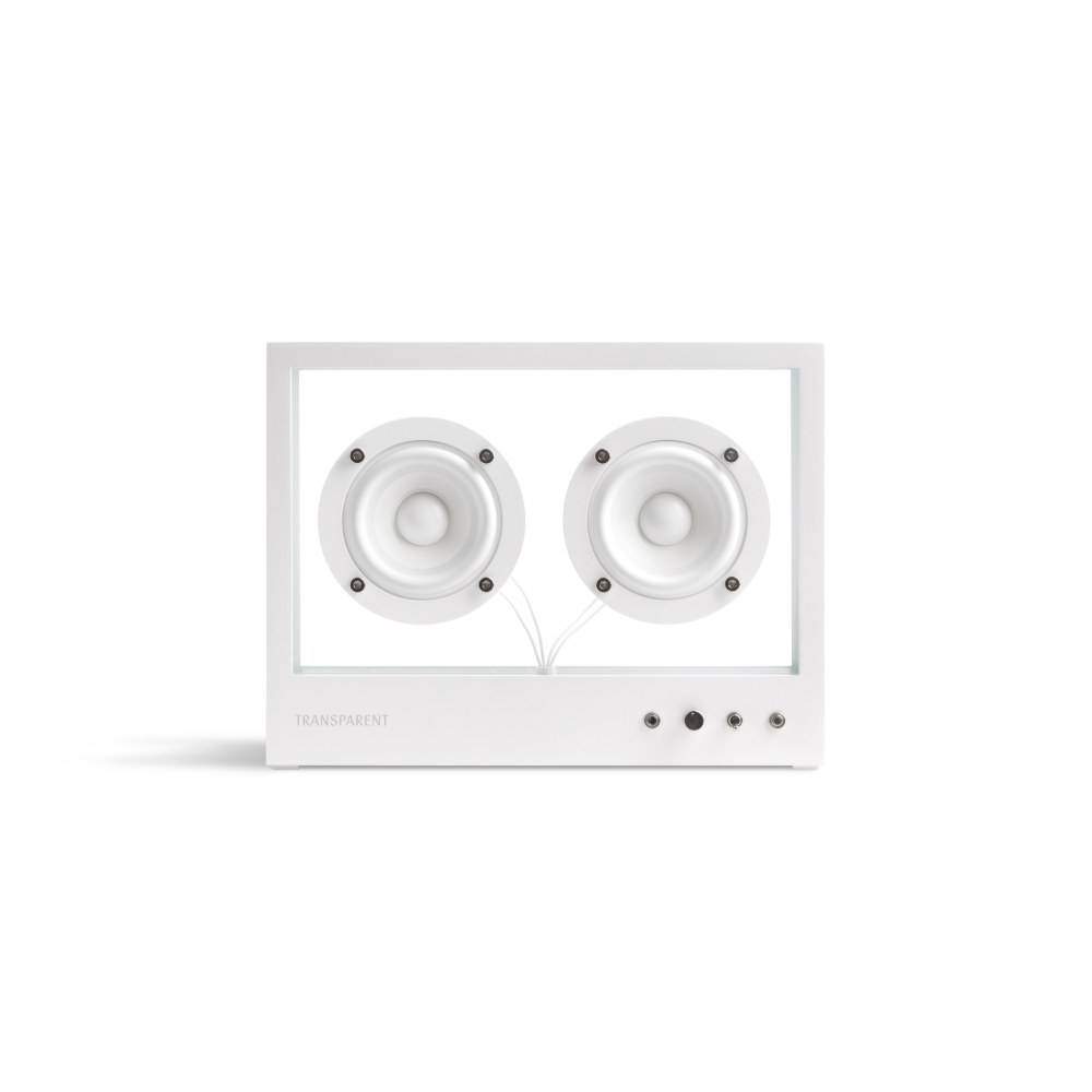 Small Transparent Speaker wit (aluminium en gehard glas)