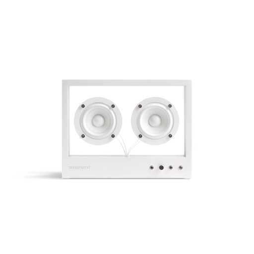 Small Transparent Speaker wit (aluminium en gehard glas)