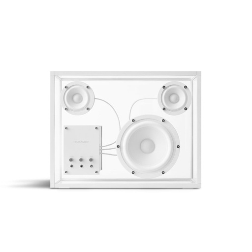Transparent Speaker Wit – Aluminium & Gehard Glas (TS‑W)