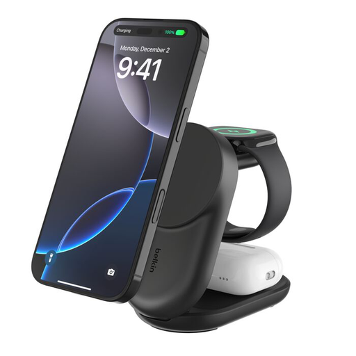Belkin UltraCharge 3-in-1 magnetisch draadloos laadstation met Qi2 (25 W)